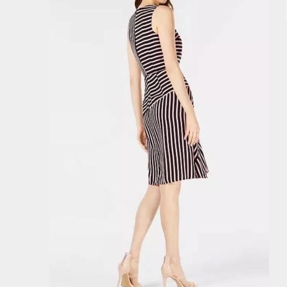 🔥BAR III🔥MIXED-STRIPED FIT & FLARE DRESS PINK & BLACK STRIPES XS NWT - Picture 3 of 5